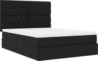 vidaXL Estructura Cama Otomana Colch&oacute;n Tela Negro 140x200cm Vidaxl