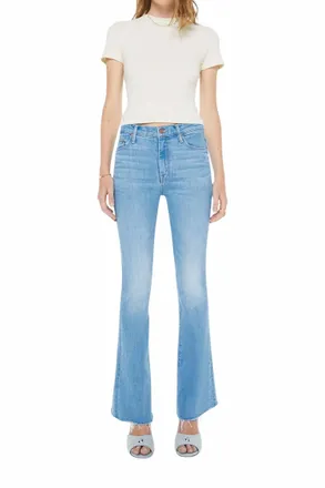 Mother Womens Weekender Fray Jeans In Blue