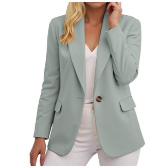 Generic Blazers for Women UK,Ladies Blazer Suit Solid Button Suits Coat Elegant 3/4 Sleeve Notch Lapels Collar Jackets Fall Business Work Office Elegant Jacke
