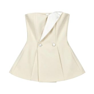 P.A.R.O.S.H. P.a.r.o.s.h. - Mouwloze Top - Dames - Tops - Beige - Maat: L Denim