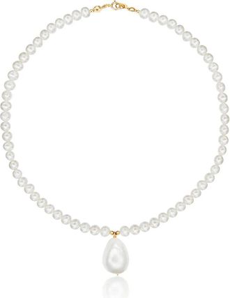 Lily & Roo Gold Pearl with Baroque Drop Necklace