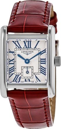 Longines DolceVita Quartz Mini Silver Dial Leather Strap Womens Watch L5.200.4.71.5