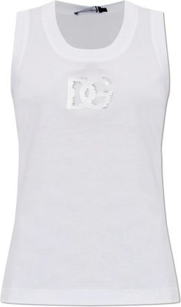 Dolce & Gabbana Oversize Jersey Tank Top - Dames - Tops zonder mouwen - Wit - 2XS - Katoen - Tops