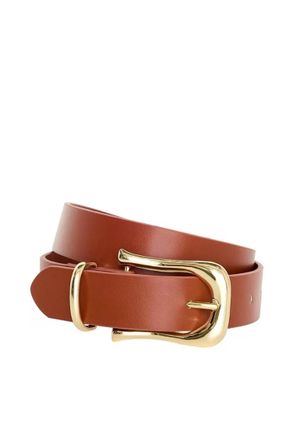 Good American Womens Classic Saddle Buckle Belt In Luggage