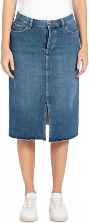 Mac Jeans Midi Fringed Skirt In Light Blue