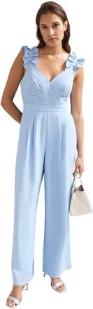 Phase Eight Moira Blue Ruffle Sleeve Jumpsuit at Nordstrom, Size 14