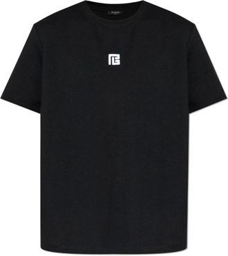 Balmain T-shirt met geborduurd logo - Heren - T-shirts - Zwart - M - Katoen - Tops