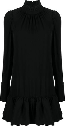 Paco Rabanne frilled-hem short dress - women - Acetate/Viscose - 34 - Black