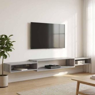 vidaXL Vidaxl Mobile Tv Da Parete A Parete Sonoma Grigio 220 X 28 X 21