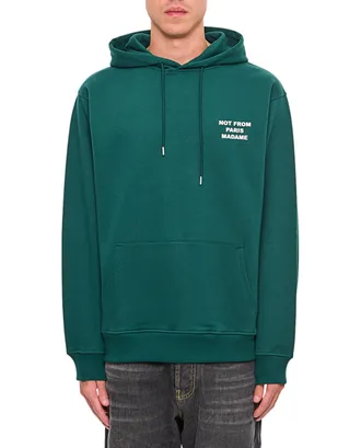 Dr&ocirc;le de Monsieur Deep Green Cotton Hoodie with Adjustable Drawstring