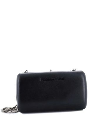 Prada Logo Convertible Chain Box Leather clutch bag - Nero