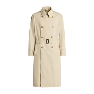 Kiton Technische Katoen Double-Breasted Trenchcoat - Heren - Trenchcoats - Beige - M - Katoen - Jassen