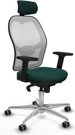 Piqueras y Crespo Piqueras Y Crespo - Jorquera Sincro Malla Blanca Similpiel Verde Botella Brazos 2d Base Aluminio Cabecero 2d Ruedas 65mm Engomada