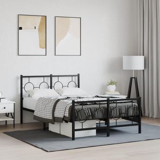 vidaXL Estructura Cama Sin Colch&oacute;n Con Estribo Metal Negro 120x190 Cm Vidaxl