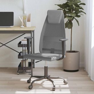 Berkfield Home Office Chair Grey Mesh Fabric & Faux Leather