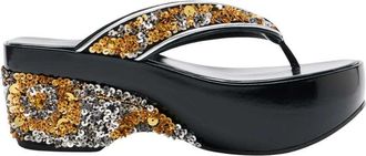 Dries Van Noten Slippers met sleehak en lovertjes