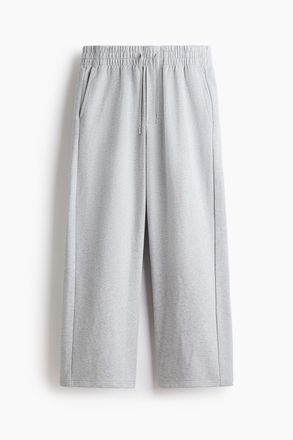 H&M Baumwolljoggpants mit weitem Bein - Hellgraumeliert