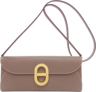 Herm&egrave;s Etoupe Gray Epsom Leather Chain/Shoulder Wallet (Pre-Owned)