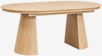 Sklum Mesa De Comedor Ovalada 180-240x105 Cm Extensible En Mdf Y Chapa De Roble Montana Sklum
