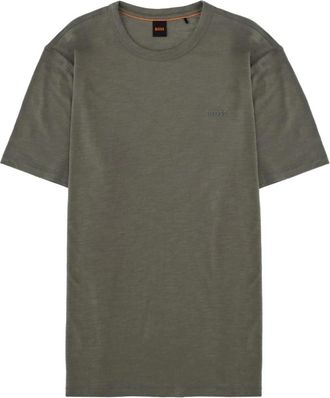 HUGO BOSS T-shirt van katoen-jersey met logodetail - Heren - T-shirts - Grijs - 2XL - Katoen - Tops