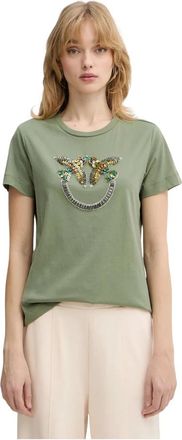 Pinko Pinko, Tops, Dames, Groen, S, Katoen, Quentin T-shirt