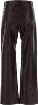 Max Mara Womens Chocolate Leather Pesca Pant Brown Exterior: Lamb Pantaloni Trousers