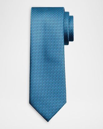 Brioni Men & apos;s Woven Herringbone Silk Tie