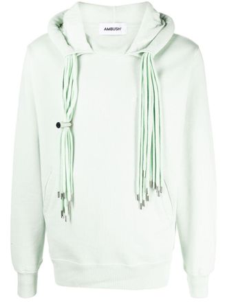 AMBUSH multicord logo-print hoodie - men - Cotton/Polyester - M - Green