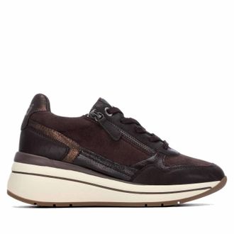 Xti Womens Casual Wedge Lace-Up Sneakers In Brown