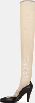 The Row Black/beige Leather And Mesh Sock Pumps