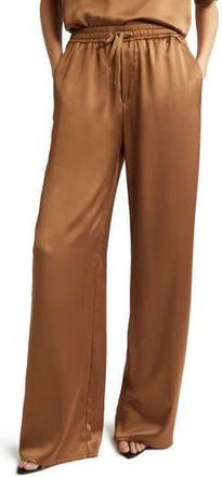 Herno Raso Satin Flare Leg Pants in Camel at Nordstrom Rack, Size 14 Us / 50 It
