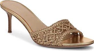 Veronica Beard Tia Macram&eacute; Slide Sandal in Pale Gold at Nordstrom, Size 6.5