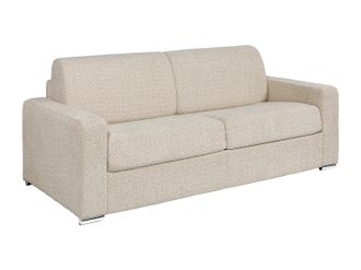 Vente-Unique Sof&aacute; cama de 4 plazas de apertura r&aacute;pida de tela rizada beige - Somier de l&aacute;minas para cama de 160 cm - Colch&oacute;n con memoria de forma de 22 cm CALITO