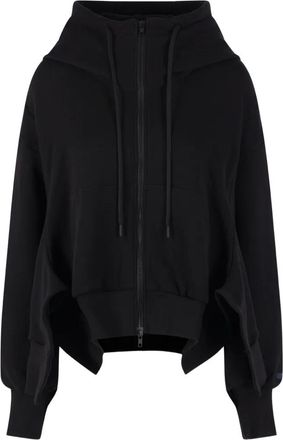 Yohji Yamamoto asymmetric hoodie - women - Cellulose/Cotton - 2 - Black