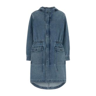Michael Kors Hooded Denim Parka - Dames - Parka Jassen - Blauw - Xs/S - Denim - Jassen