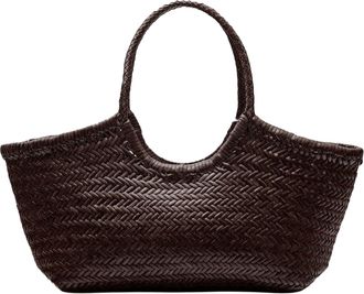 Dragon Diffusion Nantucket Basket Big Dark Brown Handwoven Leather Shoulder Bag