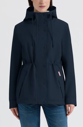 Hunter Abbey Water Repellent Rubberized Rain Jacket in Midnight at Nordstrom, Size Small