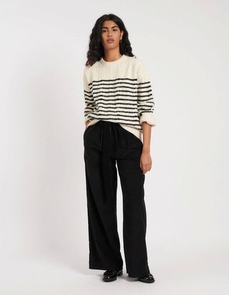 Nobody's Child Womens Solid Wide Leg Trousers - Black - Size: 4 3xs