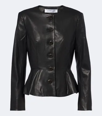 Veronica Beard Giacca Quinn in pelle peplum