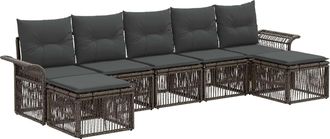 vidaXL Conjunto De Sof&aacute;s De Jard&iacute;n 7 Uds. Gris Rat&aacute;n Sint&eacute;tico Vidaxl