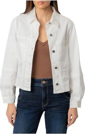 Kut from the Kloth Bailey Button Front Jacket Womens Coat White : LG, Cotton/Denim/Down