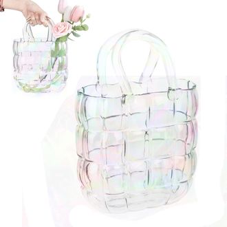 OEM Jarr&oacute;n Cuadrado De Vidrio Coloreado A Mano Con Forma De Bolsillo, Decorativo Para Tulipanes O Popurr&iacute;
