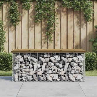 vidaXL Vidaxl - Banco Jard&iacute;n Dise&ntilde;o Gaviones Madera Pino Impregnada 103x44x42cm