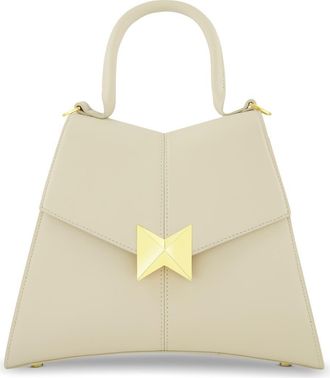 Mac Duggal Gold Plated Hardware Angular Leather Handbag in Ecru at Nordstrom