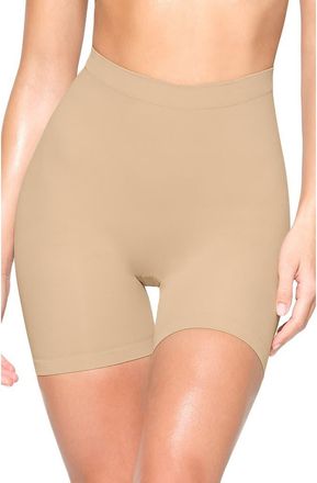 SKIMS Seamless Sculpt Mid Thigh Shorts in Clay at Nordstrom, Size Xx-Small