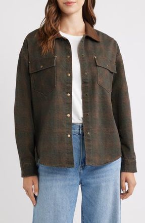 Thread & Supply Plaid Cotton Shacket in Brown Plaid at Nordstrom, Size X-Large