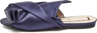 N&deg;21 Pre-Owned knotted satin slide sandals - Blue