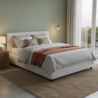 Dmora Talamo Italia - Cama Matrimonial Bertilla, Cama Contenedor Con Tapizado En Ecopiel, 100% Made In Italy, Apertura Frontal, Con Colch&oacute;n Cm 160x190 Inclu