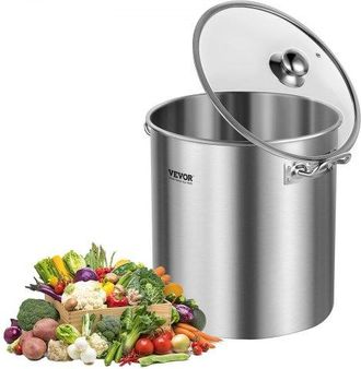 OEM Olla De Acero Inoxidable, Ollas Para Cocinar 22,7 L, Olla Para Salsa Con Tapa Y Asa, Olla Comercial Resistente, Tratamiento De Lijado, Para Cocinar Al