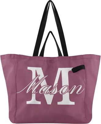 Generic Custom Dark Red print Reusable Canvas Tote Bag, Heavy Duty Grocery Shopping Bag with Hard Bottom Large Capacity Double Handles Work Groceries Travel